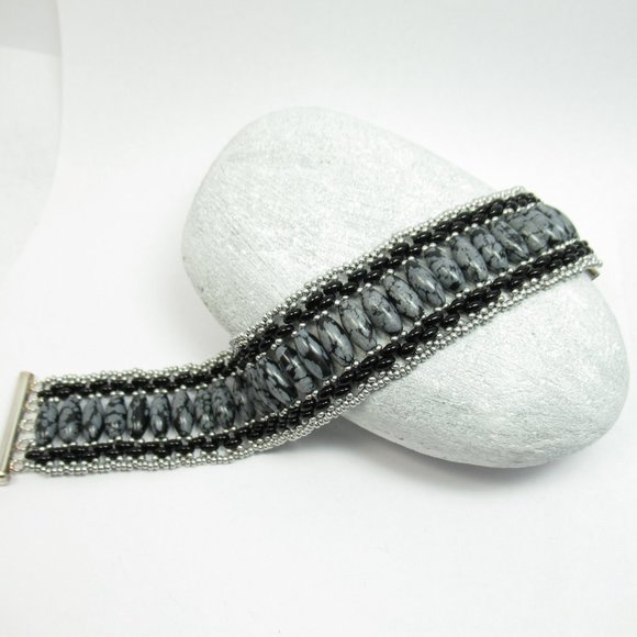 Snowflake Obsidian handwoven bracelet - Picture 8 of 8
